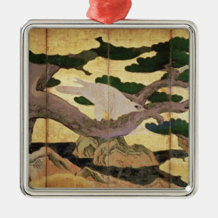 The Hawks in the Pines, 6 panel folding screen Metal Tree Decoration