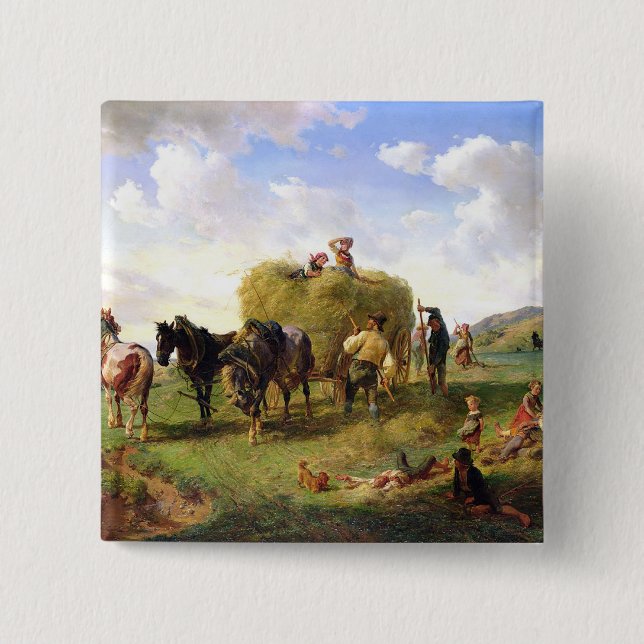 The Hay Harvest, 1869 15 Cm Square Badge (Front)