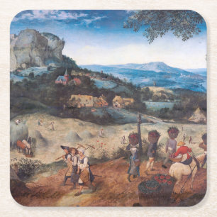 The Haymaking, Pieter Bruegel Square Paper Coaster