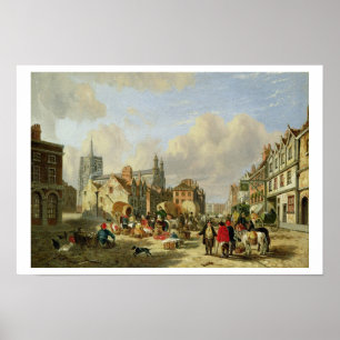 The Haymarket, Norwich, 1825 (oil on panel) Poster