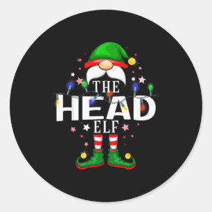 The Head Elf Christmas Family Pajama Party  Classic Round Sticker