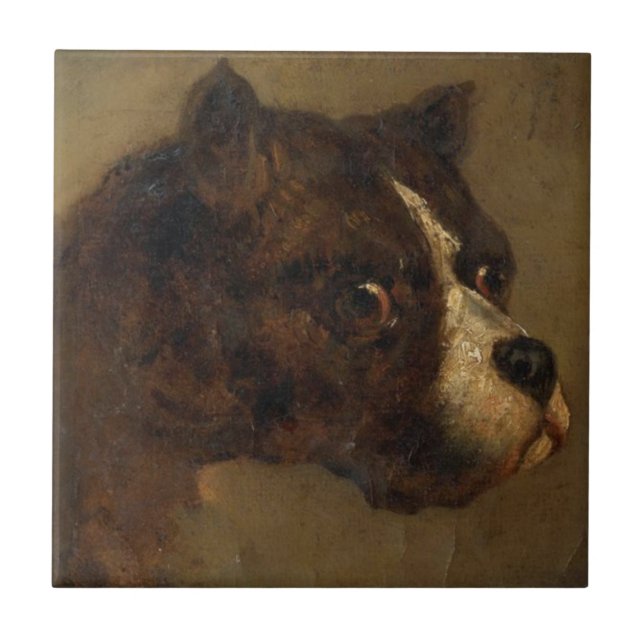The Head of a Bulldog (by Théodore Géricault) Tile (Front)
