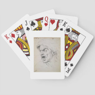 The head of a man screaming in terror, a study for playing cards