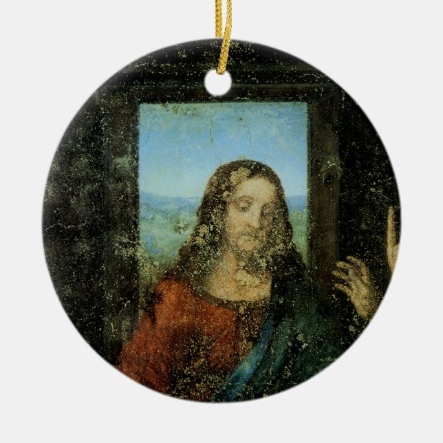 The Head of Christ by Leonardo Da Vinci Ceramic Tree Decoration (Front)