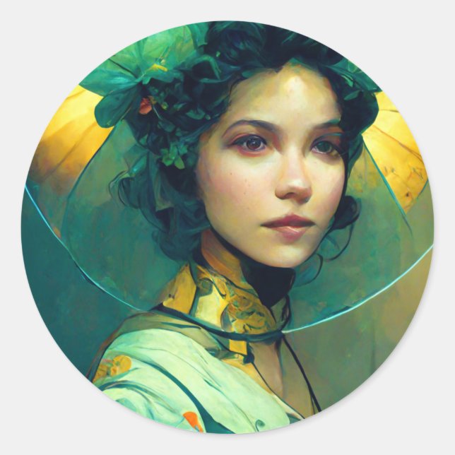 The Headdress Fantasy Sci-Fi Classic Round Sticker (Front)