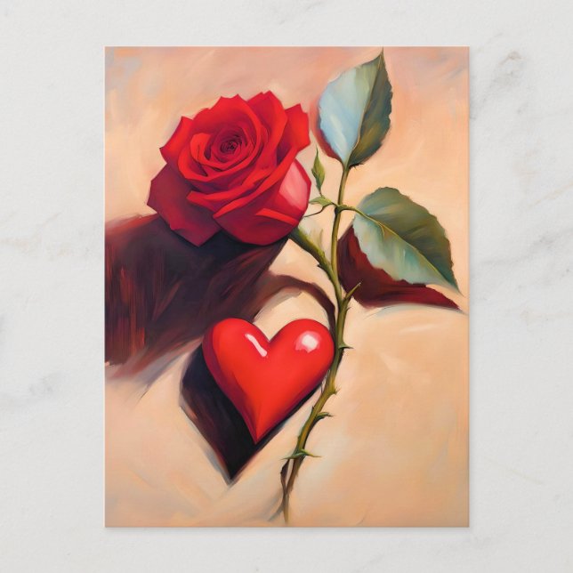 The Heart and The Rose - Romantic Love OWN ART Postcard (Front)