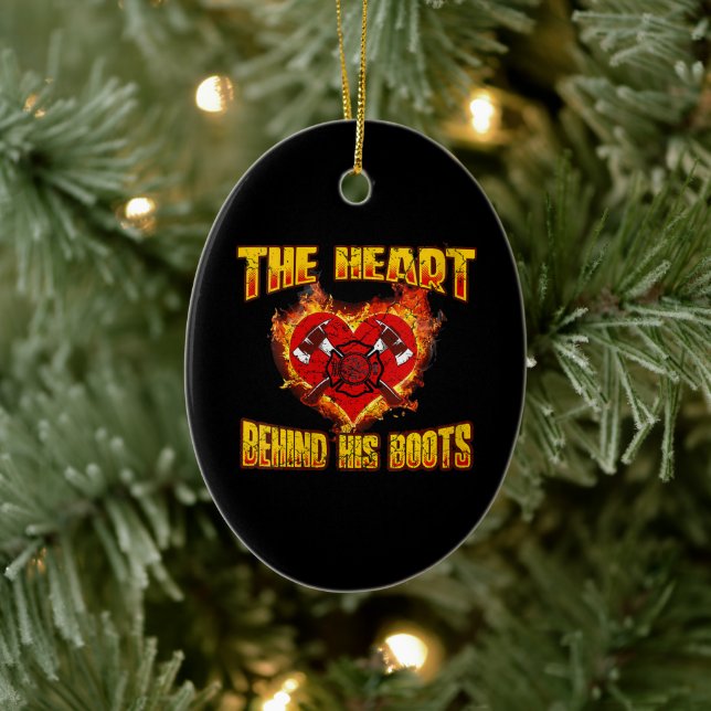 The Heart Behind His Boots | Firefighter Lovers Ceramic Tree Decoration (Tree)