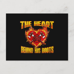 The Heart Behind His Boots Firefighter Lovers Holiday Postcard