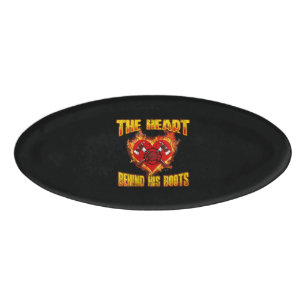 The Heart Behind His Boots Firefighter Lovers Name Tag