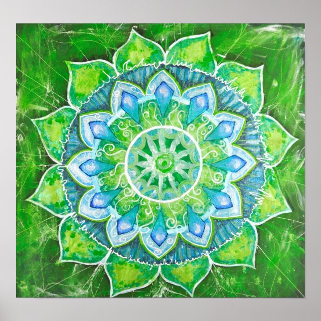 The heart chakra green loving energy center aura poster (Front)
