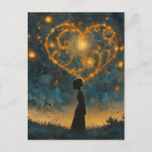 The Heart in the Sky and an Amazed Young Girl Postcard