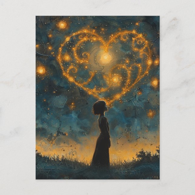 The Heart in the Sky and an Amazed Young Girl Postcard (Front)