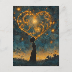 The Heart in the Stars and an Amazed Girl Postcard