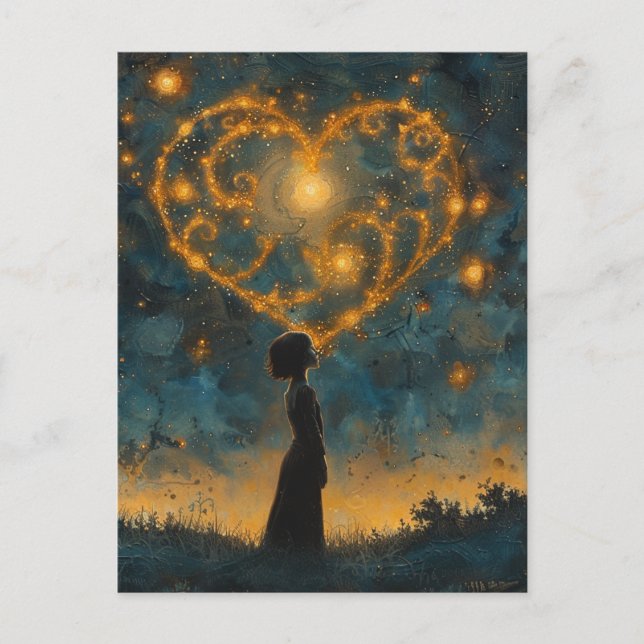 The Heart in the Stars and an Amazed Girl  Postcard (Front)