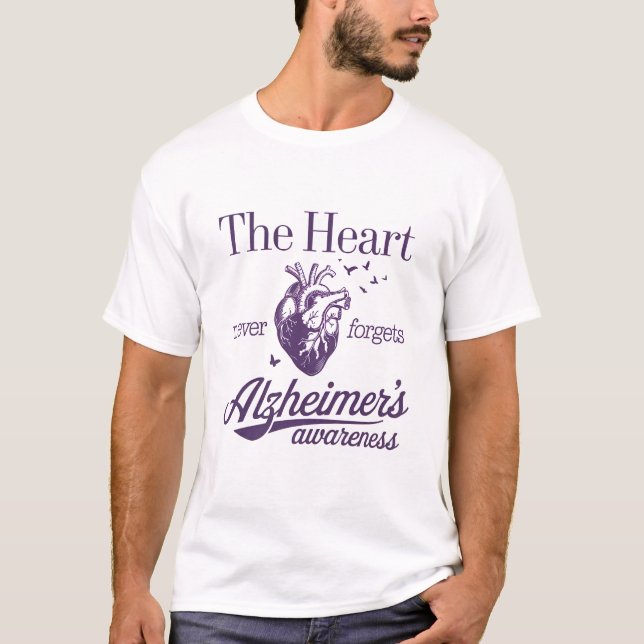 The Heart Never Forgets Alzheimer's Awareness T-Shirt (Front)