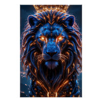 The Heart of a King Poster – Glowing Cyber Lion