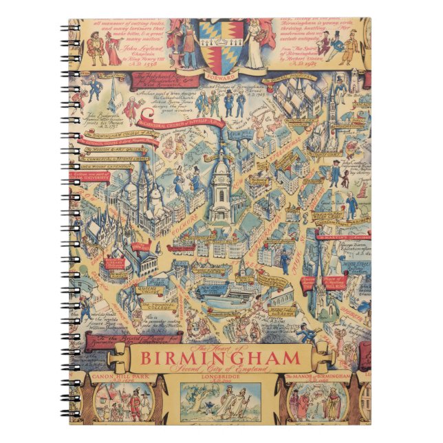 The Heart of Birmingham, England Map Notebook (Front)