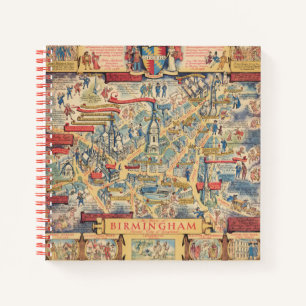 The Heart of Birmingham, England Map Notebook