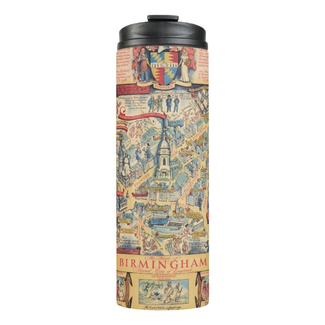 The Heart of Birmingham, England Map Thermal Tumbler (Front)