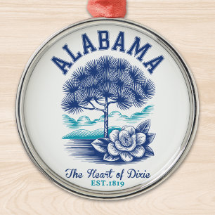 The Heart of Dixie – Alabama Camellia & Tree Graph Metal Tree Decoration