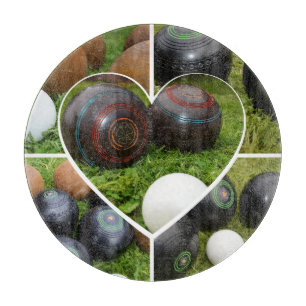 The Heart of Lawn Bowls: A Vintage Photo Collage Cutting Board