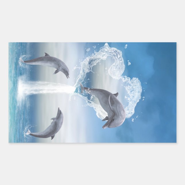 The Heart Of The Dolphins Rectangular Sticker (Front)