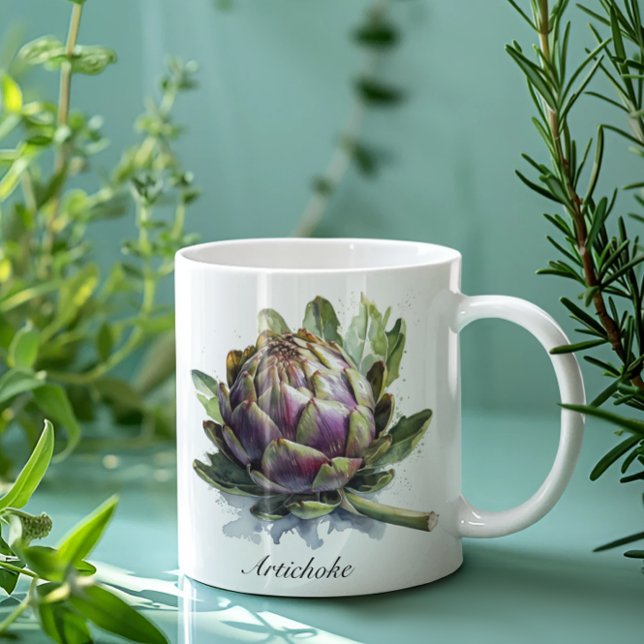 The Heart of the Garden: Artichoke in Watercolor Mug (Creator Uploaded)