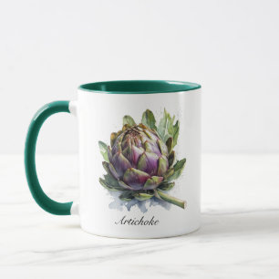 The Heart of the Garden: Artichoke in Watercolor Mug