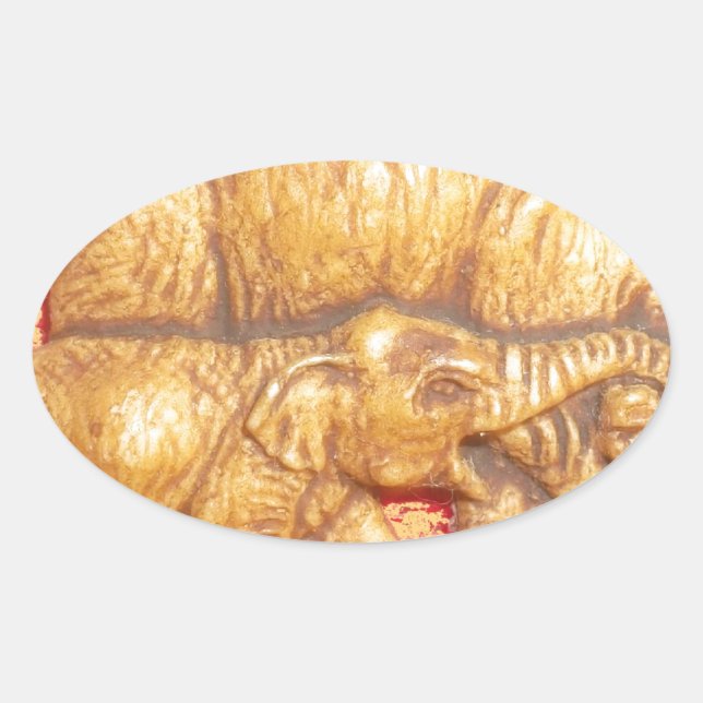 The Heart of the Herd: Elephant Family Portrait Oval Sticker (Front)