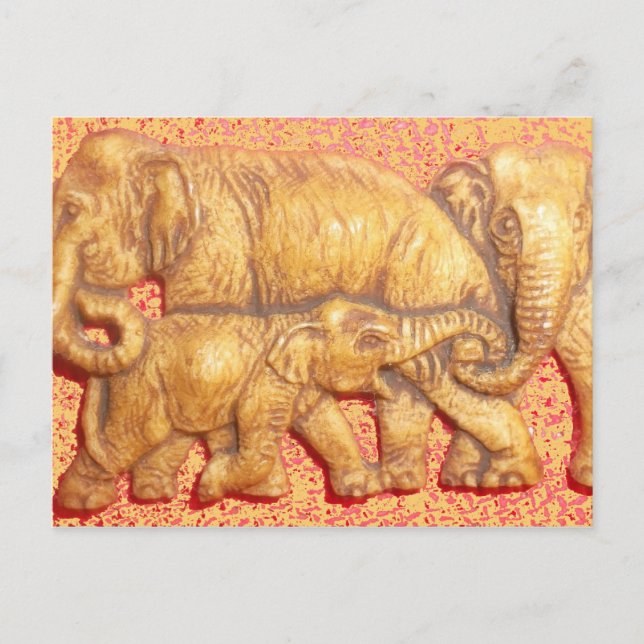The Heart of the Herd: Elephant Family Portrait Postcard (Front)