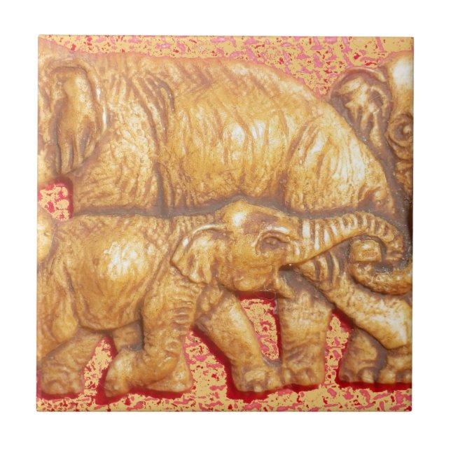 The Heart of the Herd: Elephant Family Portrait Tile (Front)