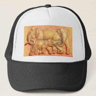 The Heart of the Herd: Elephant Family Portrait Trucker Hat