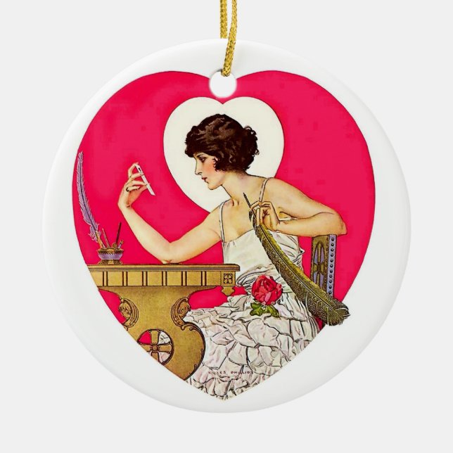 The Heart’s Desire by C Coles Phillips Ceramic Tree Decoration (Front)