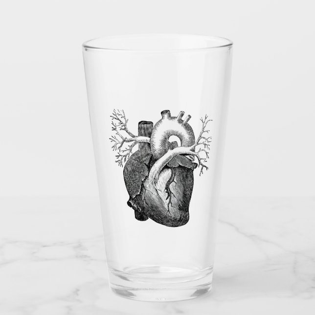 “The Heart” Simply Spooky B&W Pint Glass (Front)