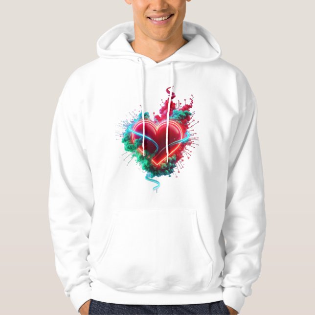 The Heart So Full It Explodes on Long Sleeve White Hoodie (Front)