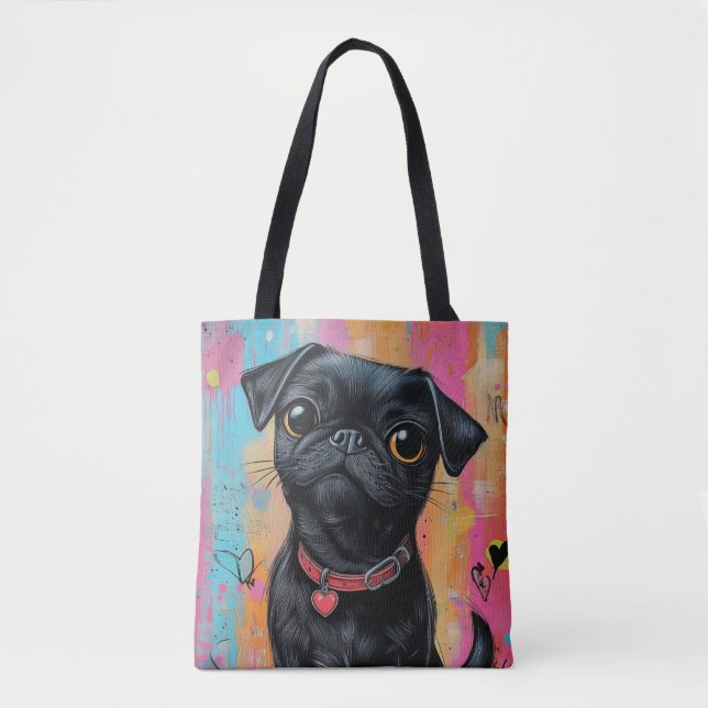 The Heart Stealer Sweetheart Pug Tote Bag (Front)