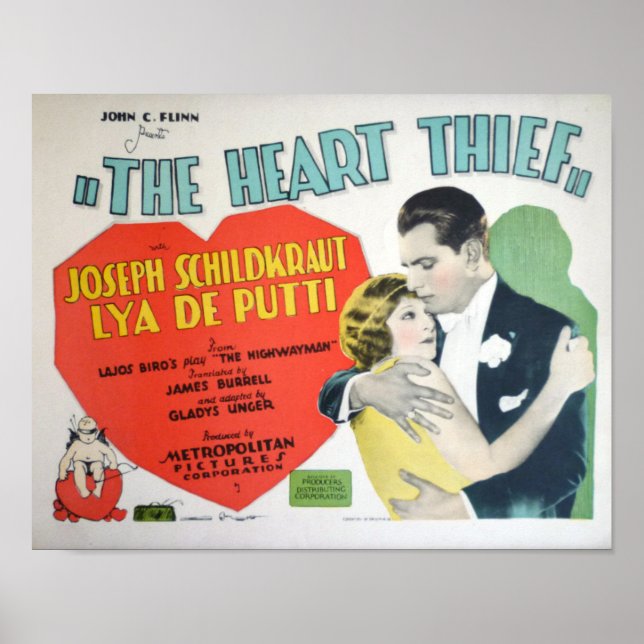 'The Heart Thief' Vintage Classic Movie Poster (Front)