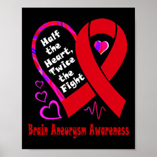 The Heart Twice The Fight Brain Aneurysm Awareness Poster
