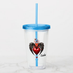 The heart with black wings acrylic tumbler