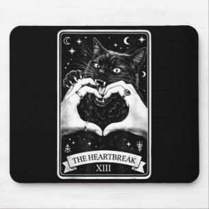 The heartbreak cat gothic tarot card art goth girl mouse mat