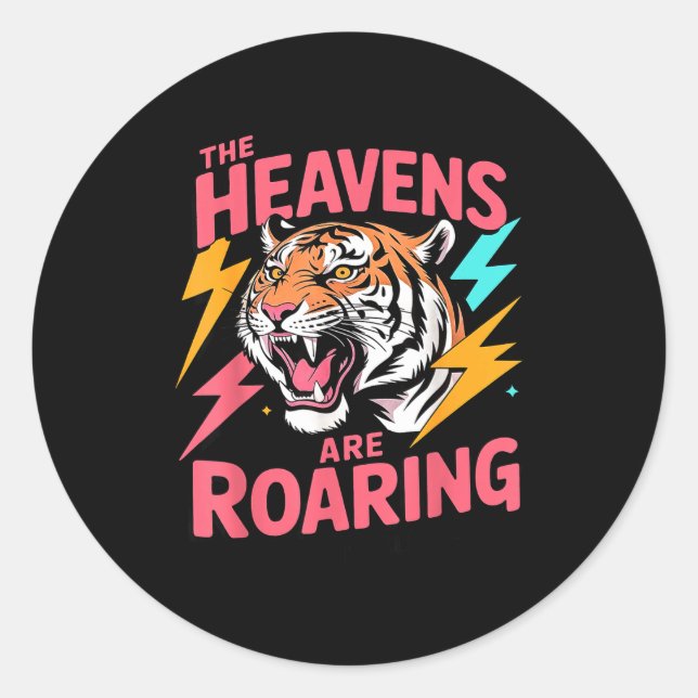 The Heavens Are Roaring Psalm 19_1 Tiger Christian Classic Round Sticker (Front)