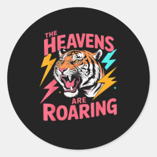 The Heavens Are Roaring Psalm 19_1 Tiger Christian Classic Round Sticker