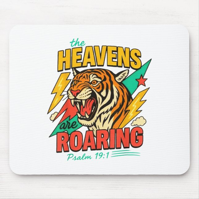 The Heavens Are Roaring Psalm 19_1 Tiger Christian Mouse Mat (Front)