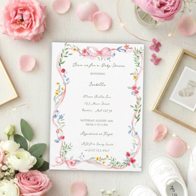 The Heirloom Rose & Ribbon Cottage Garden Invitation (Creator Uploaded)