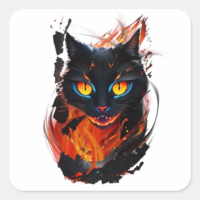 The Hell Cat Square Sticker (Front)