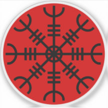 The Helm of Awe - Aegishjalmur (black on red)