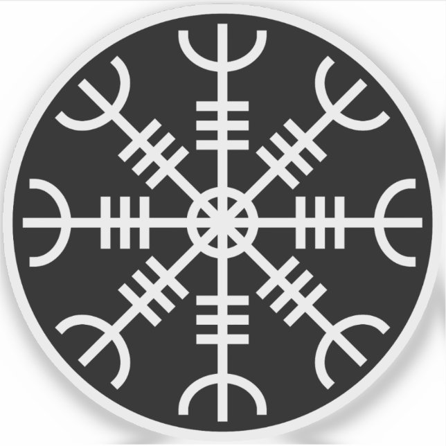 The Helm of Awe - Aegishjalmur (white on black) (Front)