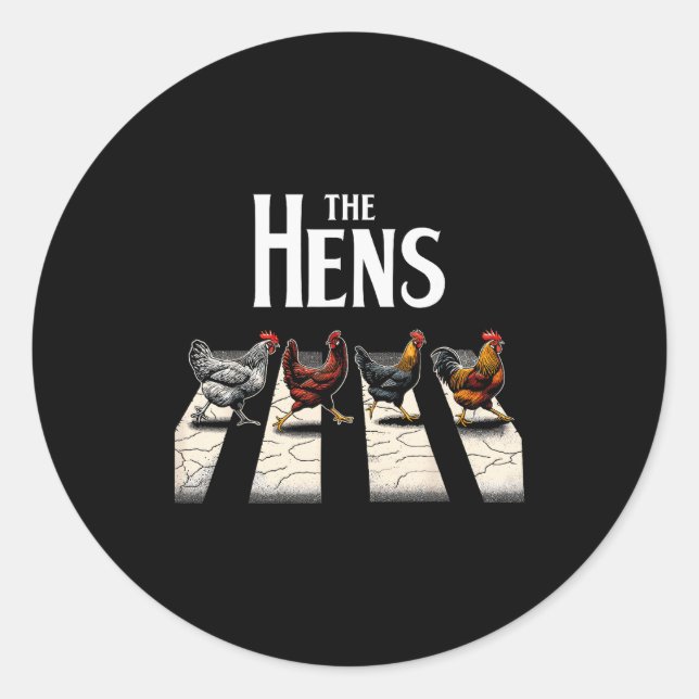 The Hens Retro Chicken Men Kids Women Funny Chicke Classic Round Sticker (Front)