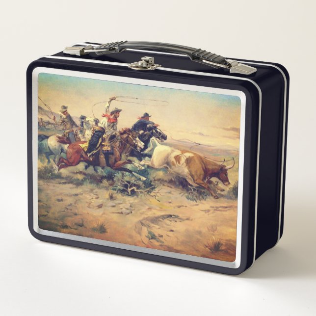 The Herd Quitter (by C. M. Russell, c. 1897) Metal Lunch Box (Front)