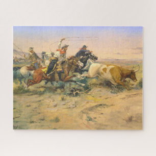 The Herd Quitter Cowboy Wranglers C Russell 1897 Jigsaw Puzzle